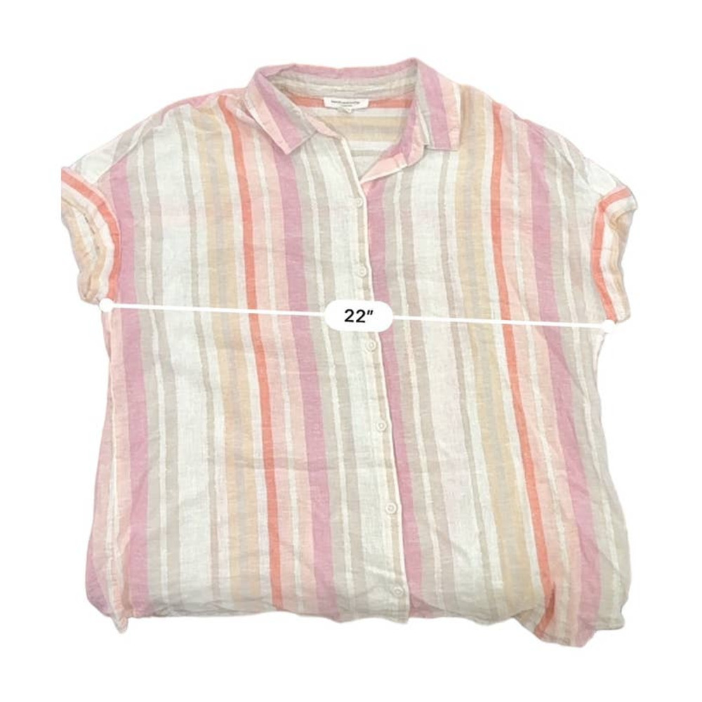 beachlunchlounge Linen Striped Button Down Shirt - Size M - Picture 6 of 8